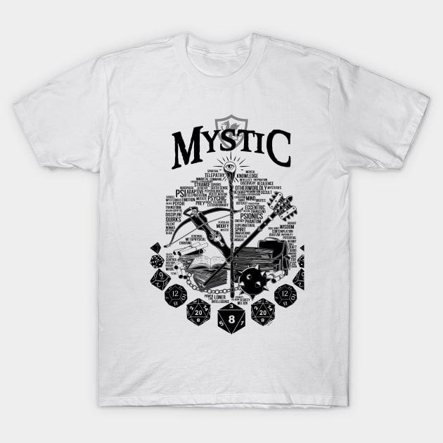 RPG Class Series: Mystic - Black Version T-Shirt by Milmino